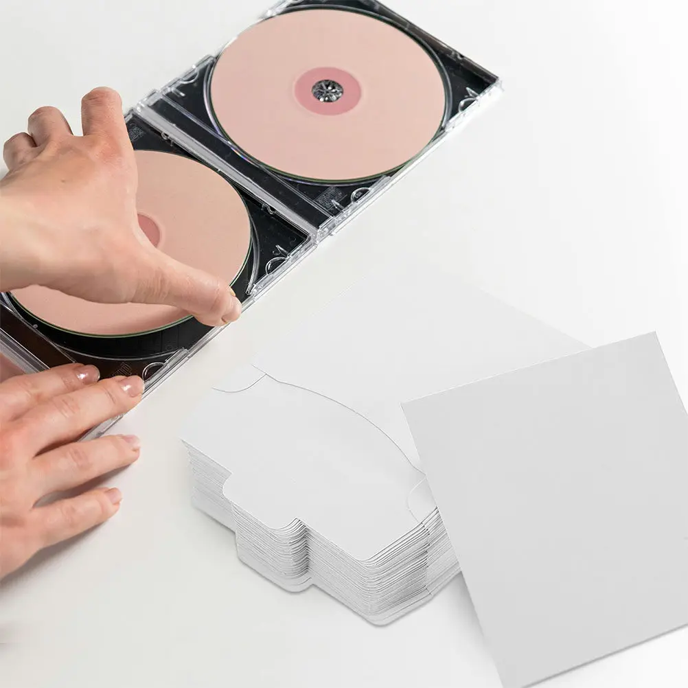 10Pcs Cd Sleeve White Paper Bag Protective Flat Cd Dvd Mailer Envelopes Organizer Scratch Proof Storage Case Dvd Mailers