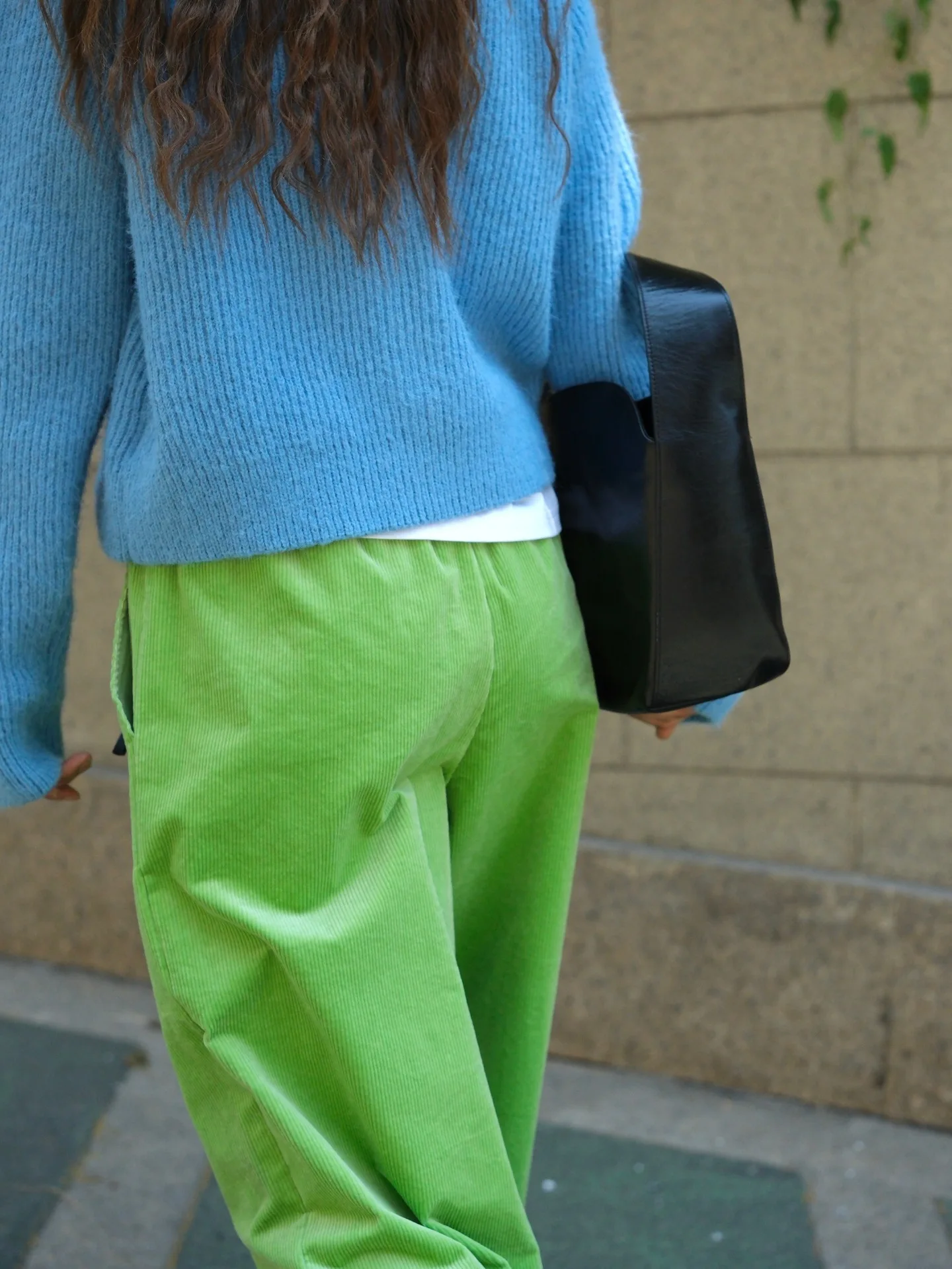 Green Corduroy Wide Leg Pants Autumn Winter Loose Casual Pants For Women