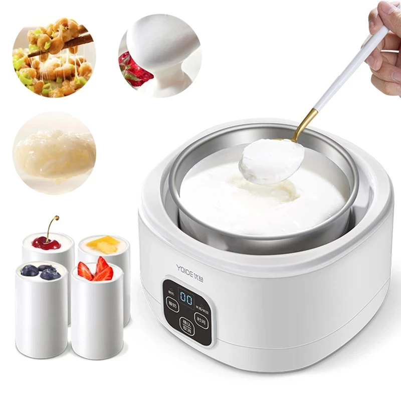 1L Elektrische Joghurt Maker Maschine Automatische 3 in 1 Natto Reis Wein Maschine Edelstahl Liner DIY Joghurt Werkzeuge Für hause 220V