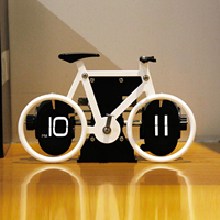 Vintage Bicycle Shaped Flip Page Clock Automatic Flip Down Clock 12 Hour AM/PM Show Number Clocks Home Office Desktop Decoration