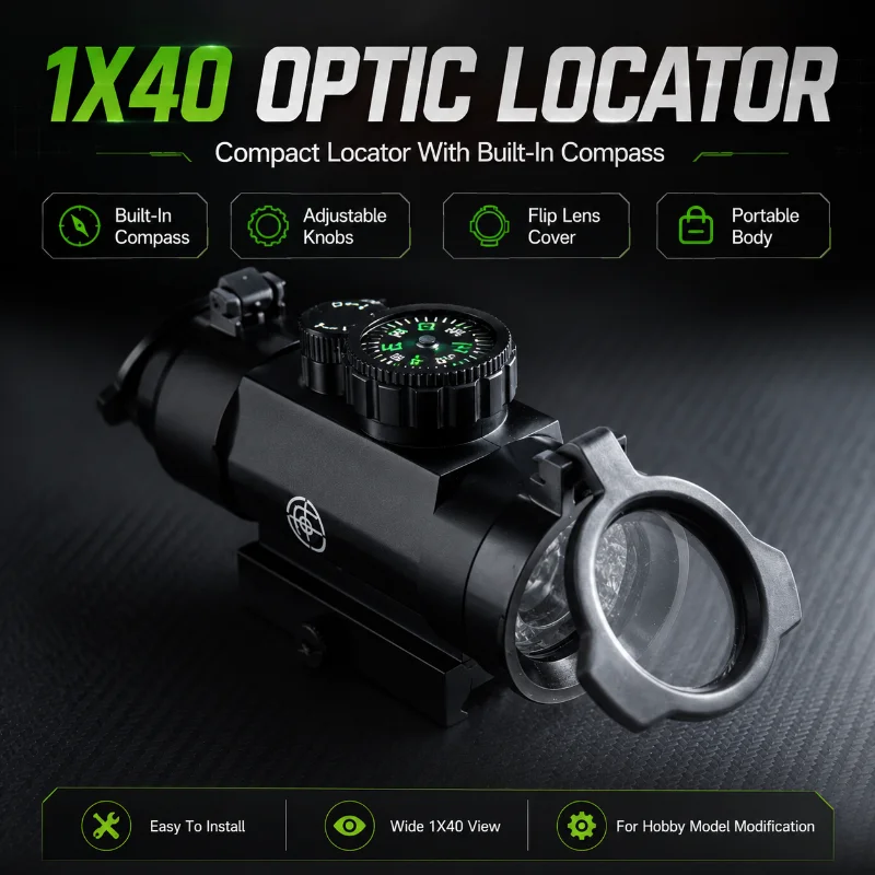 Outdoor Hobby Activity Mod Parts 1X40RD Optical Lens Module Outside Mount Navigation Compass Flip Lens Cover