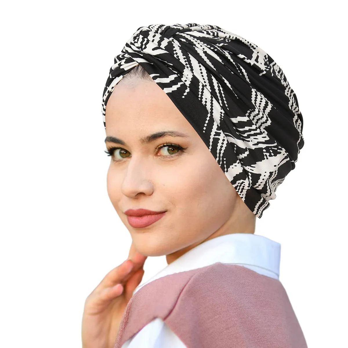 New flower headscarf cap chemotherapy cap printed sleeve head twist hat travel versatile headgear lady