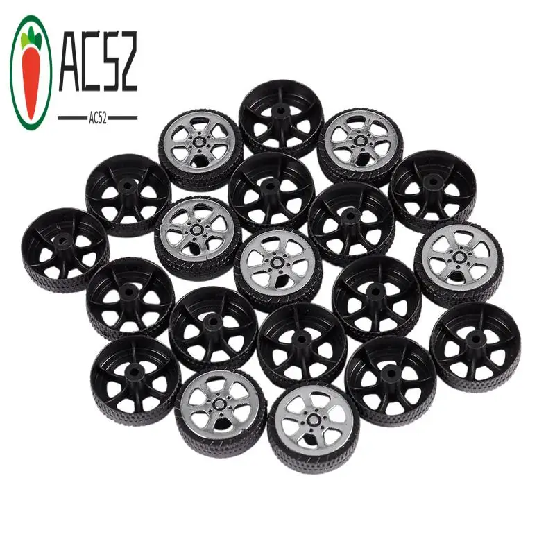 AC52-Plastic Roll 2Mm Dia Shaft Car Truck Model Toys Wheel 20Mmx6mm 100Pcs