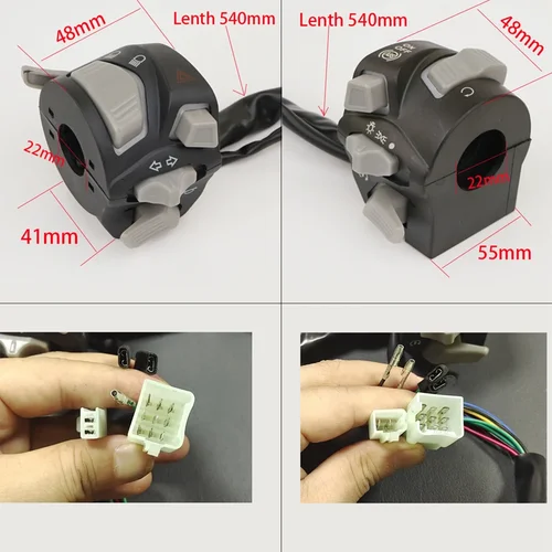 Imagen 2 del producto Interruptor Universal para manillar de motocicleta, luz de advertencia de faro, señal de luz intermitente, bocina, botón de arranque y apagado con LED, 7/8 '', 22mm