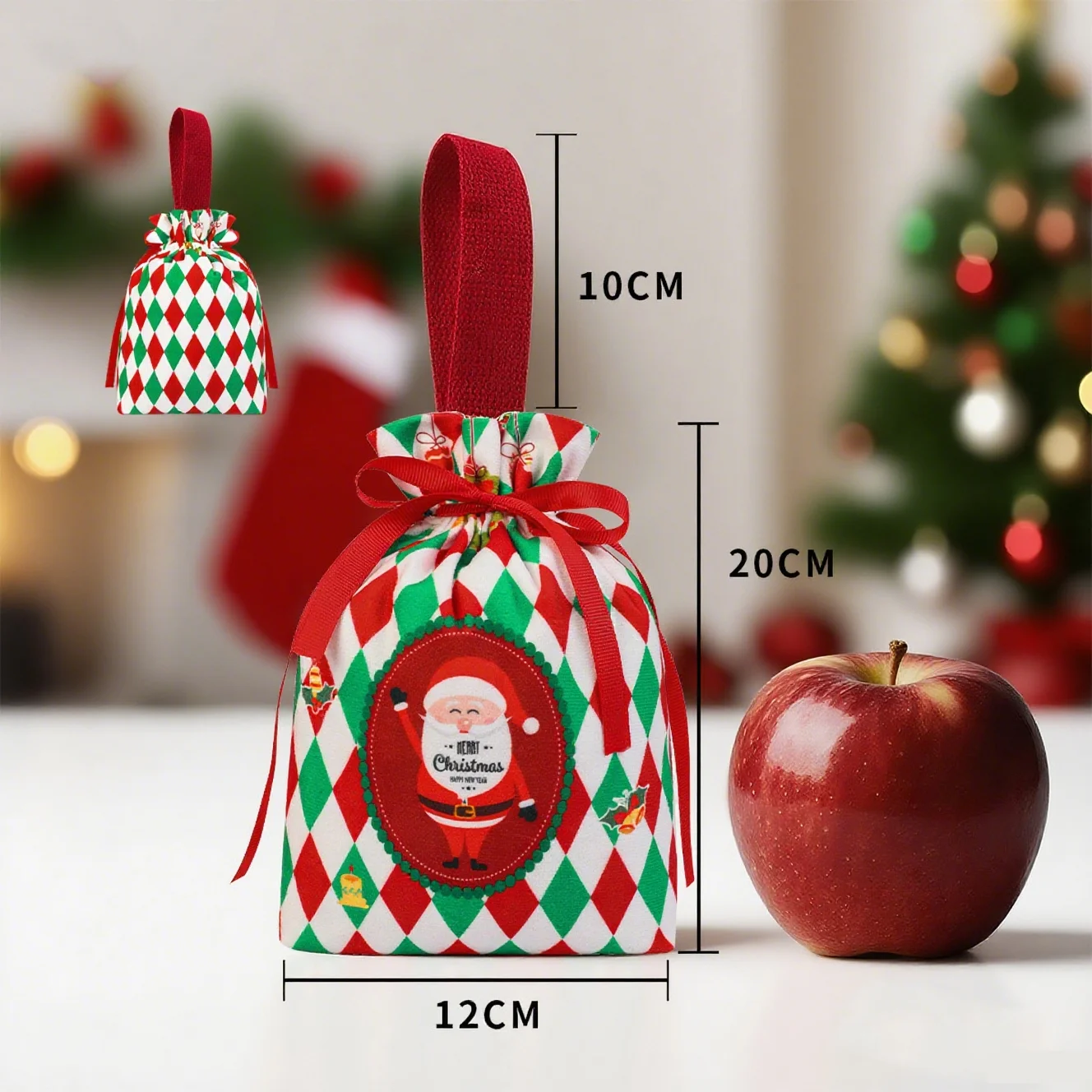 Reusable Christmas Bags Velvet Christmas  Bags Christmas Gift Holder Reusable Drawstring Candy Box For New Year Celebration
