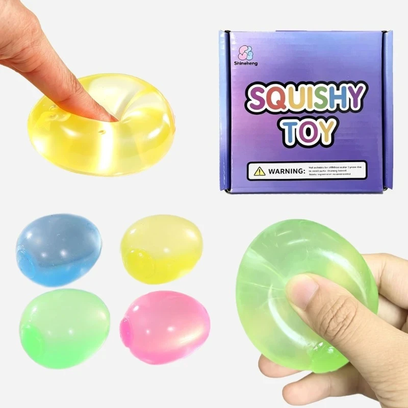 Transparent Egg Squishy Decor Slow Rising Squeeze Prop with Maltose Texture Soft Comfortable Touch Relieve Stress for Adults