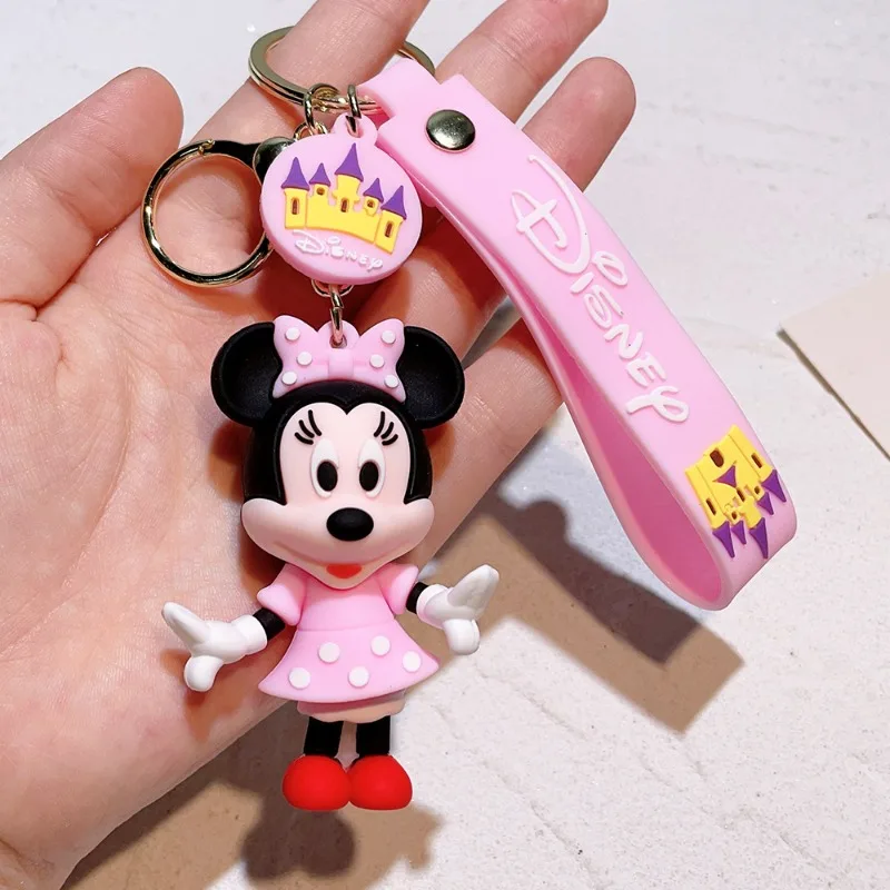 Nowy silikonowy brelok do kluczy z Myszki Miki i Minnie, zawieszka do torby, breloczek do kluczy dla kobiet i mężczyzn, brelok do kluczy samochodowych, zawieszka z lalką z PVC, mały prezent.