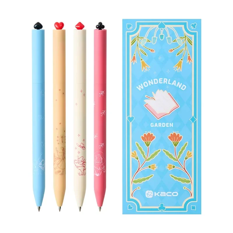 

4-Pack Chuxin Qijing Garden Series Gel Pens Retractable Stylish Black Gel Pens (0.5mm) Kaco Stationery For Office & Students