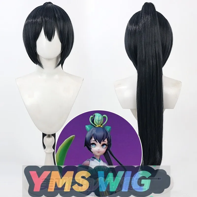 

【YMS WIG】Onmyoji Final Battle In Heian Kyo Hozume Косплей Парик Темно-Синий Имитация Кожи Головы Сплит Конский Хвост