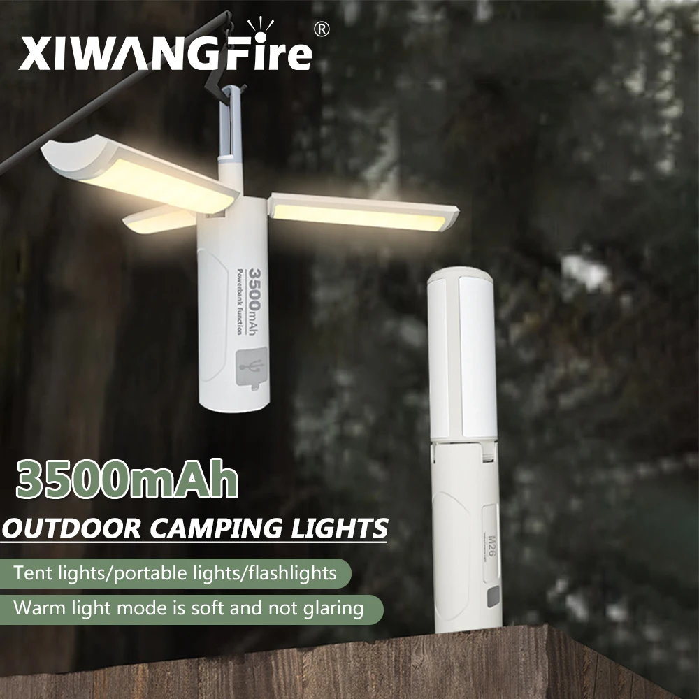 Portable Camping Lantern 3500mAh Rechargeable Tent Light Travel Lamp Folding Hanging Light Outdoor Emergency Lamp Work Light