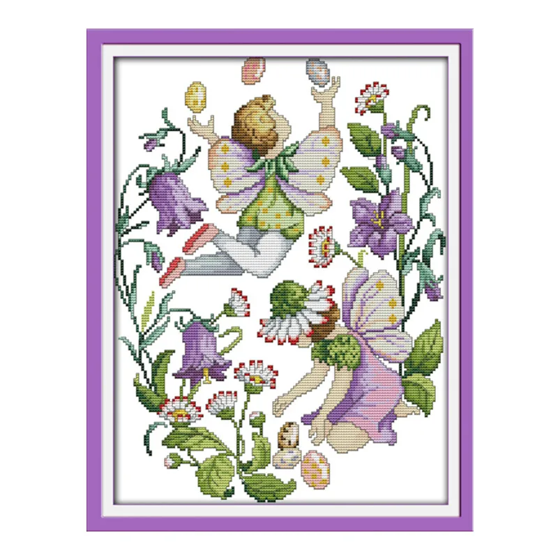 Purple beautiful faery cross stitch kit people 18ct 14ct 11ct count print canvas stitches embroidery DIY handmade needlework