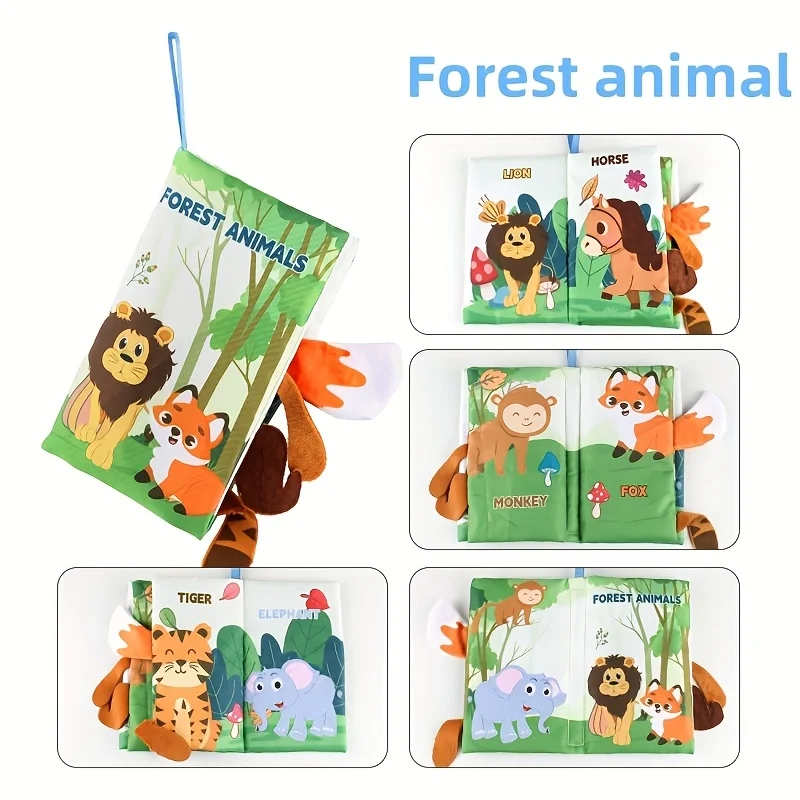 Libri di stoffa Giocattoli Giocattoli sensoriali, libri morbidi in crêpe di stoffa Giocattoli per il tempo propenso del bambino, Giocattoli per passeggino Animali volanti della foresta dell'oceano