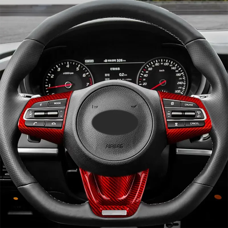 

For Kia Stinger Real Hard Dry Carbon Fiber Steering Wheel Panel Cover Interior Trim 2018 2019 2020 2021 2022 2023 Accessories