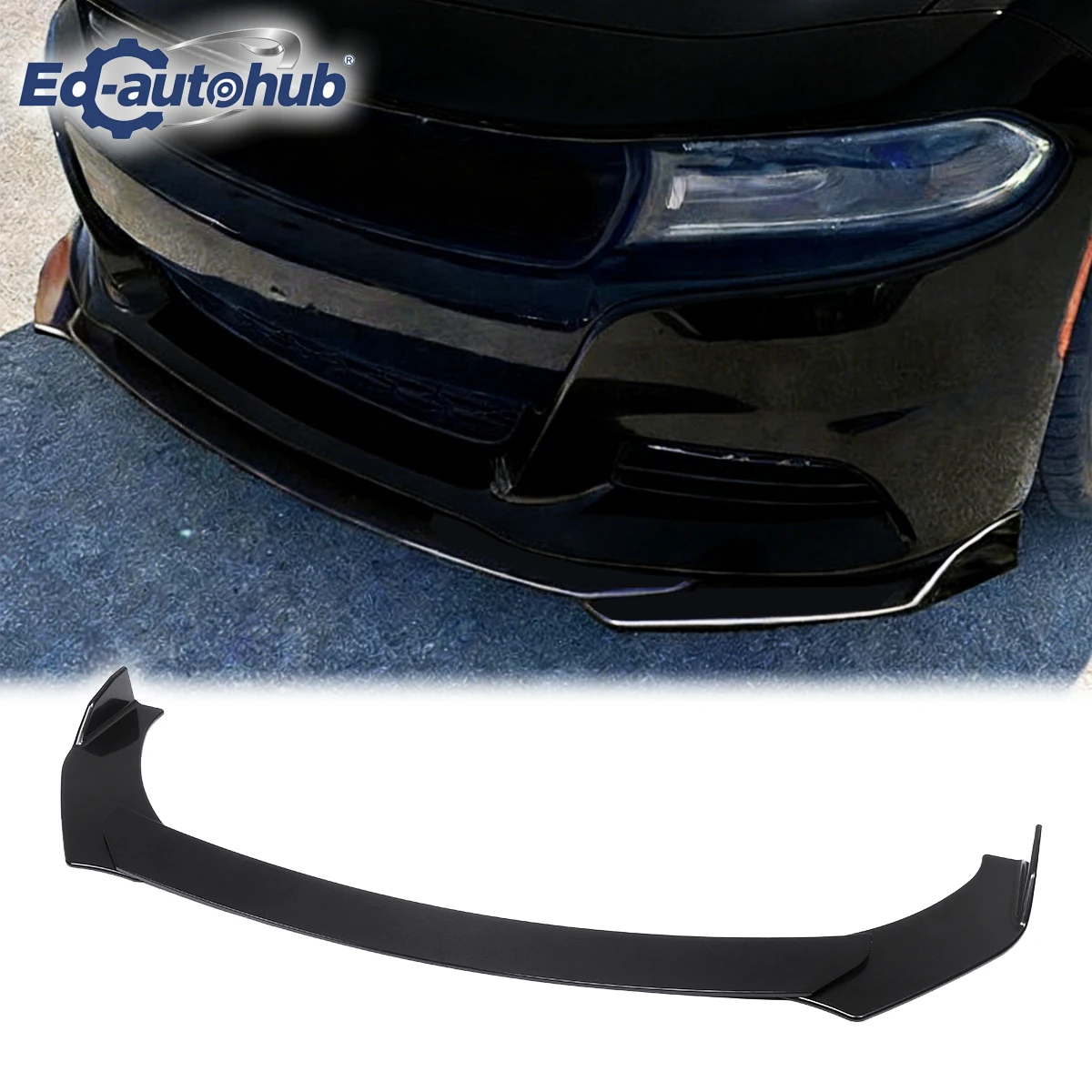 

For Dodge Charger RT SRT SXT 2015-2022 Front Bumper Lip Splitter Spoiler Performance Glossy Black Painted