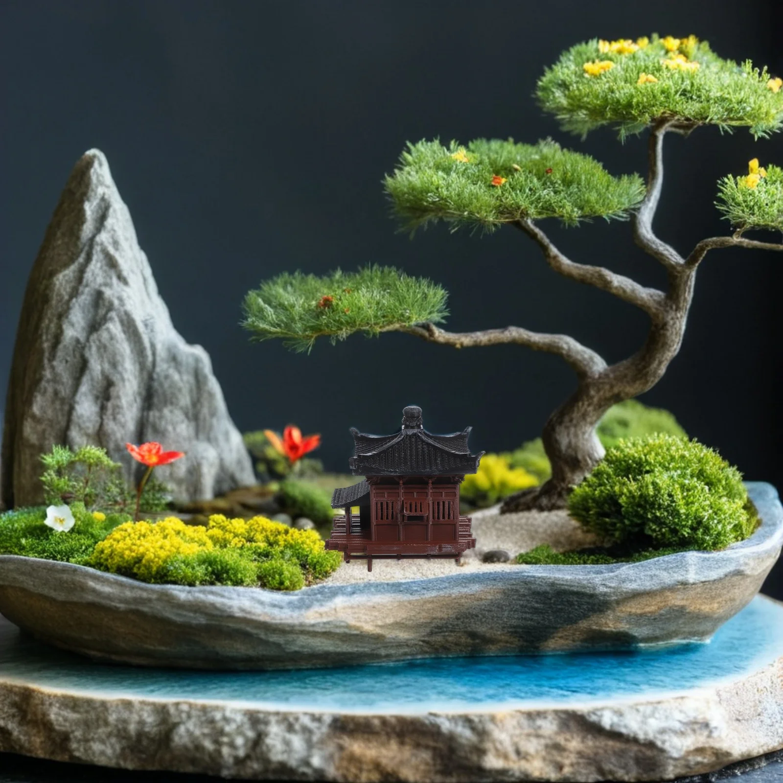 

Mini Chinese Pavilion Ornament Ancient for Fish Tank Bonsai Aquarium Asian Zen Garden Decor Fish Tank Accessories
