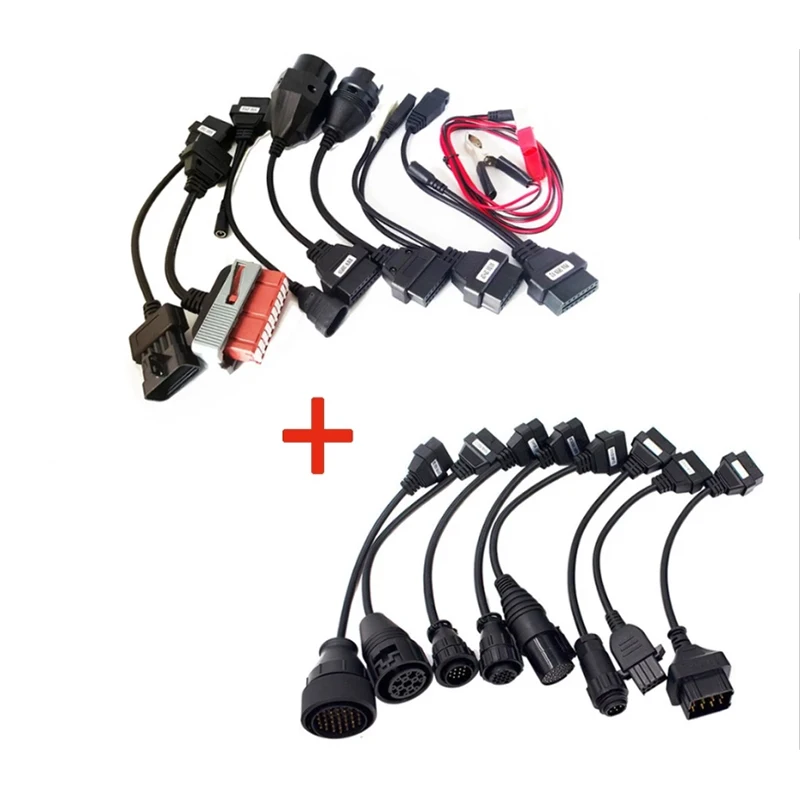 car Cables Full Set 8 pcs 8pcs Truck Cables for delphis ds150e Autocoms tcs cdp pro plus MVD Cable wow snooper obd2 cable