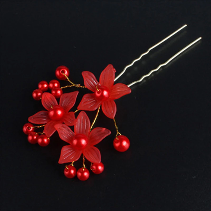 1/2/3PCS Bridal Hair Accessories Ideal For Wedding Beautifully Crafted Red And White Wedding Comb Pin Handmade