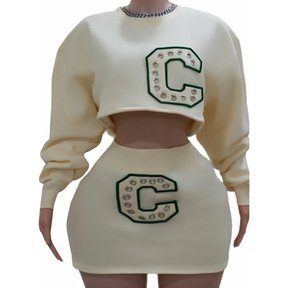 

Женские комплекты из 2 предметов, Новое поступление 2025, осенне-зимние одинаковые комплекты, комплекты из двух предметов с принтом, топ и юбка, костюмы, одежда