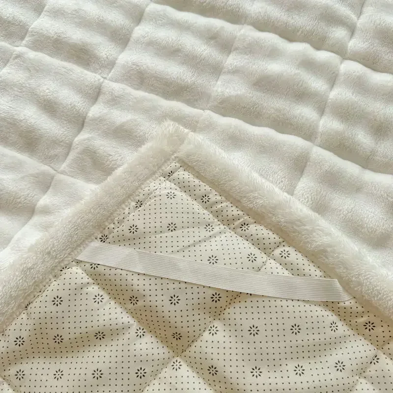 1pc Winter Super Soft Warm Plush Foldable Mattress Toppers Single Double Cozy Milk Velvet Thickened Fitted Bed Sheet Tatami Mat
