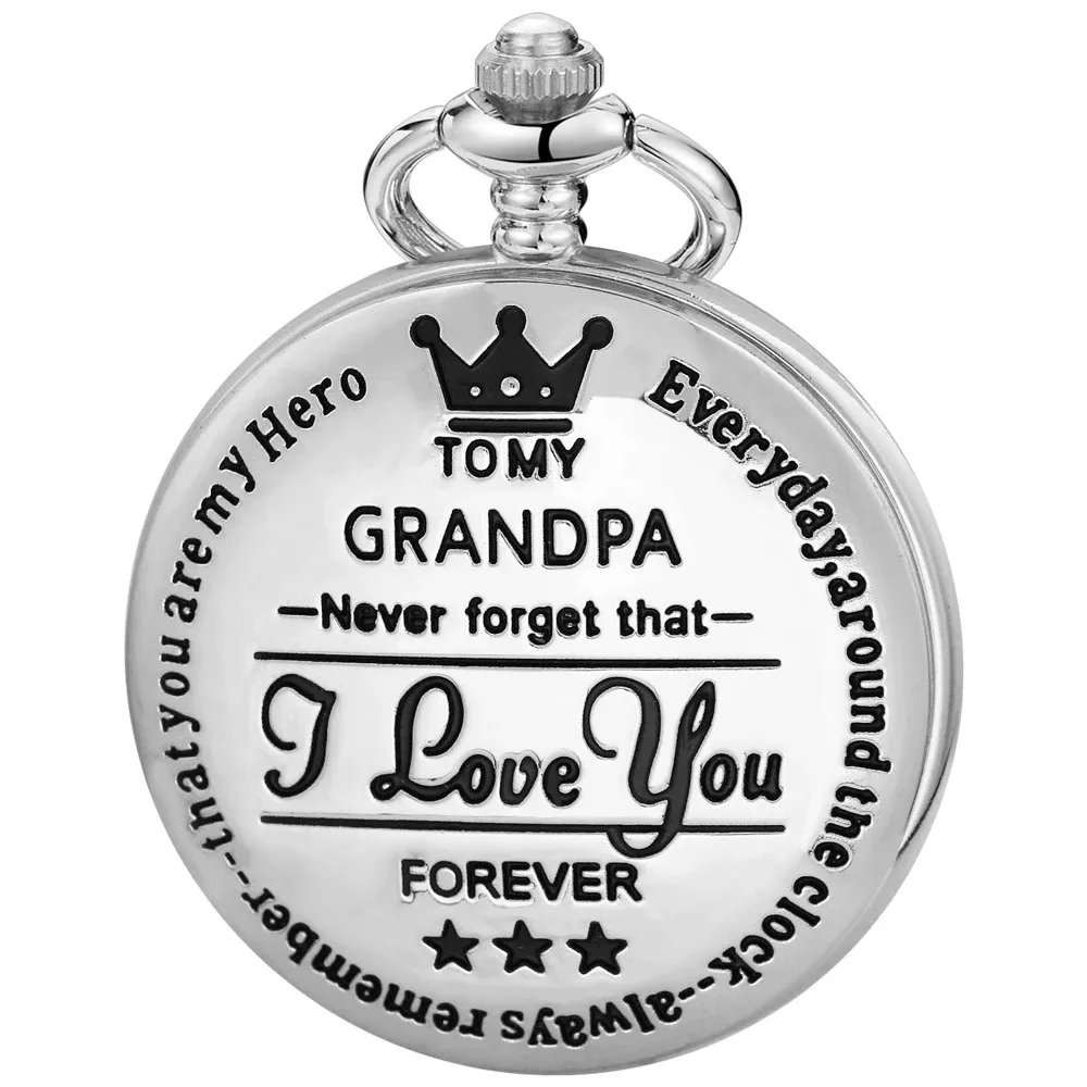 "A mio nonno" Ti amo per sempre Orologio da tasca al quarzo Tema vintage Collana pendente da uomo Orologio a catena Fob Miglior orologio regalo