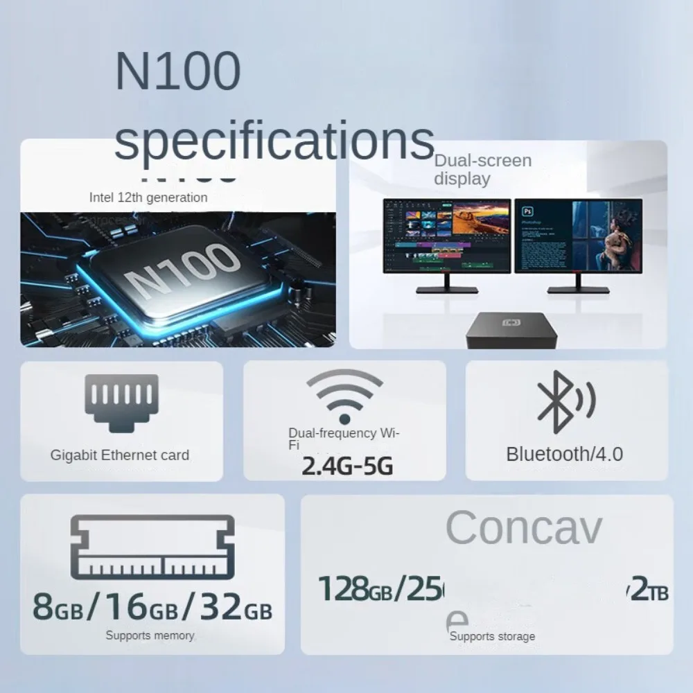 แรมคอมพิวเตอร์ขนาดเล็กสำหรับโฮสต์ N100รุ่น12th 8GB/16GB รอม128GB/256GB/512GB Windows 11MINI Desktop MINI Office