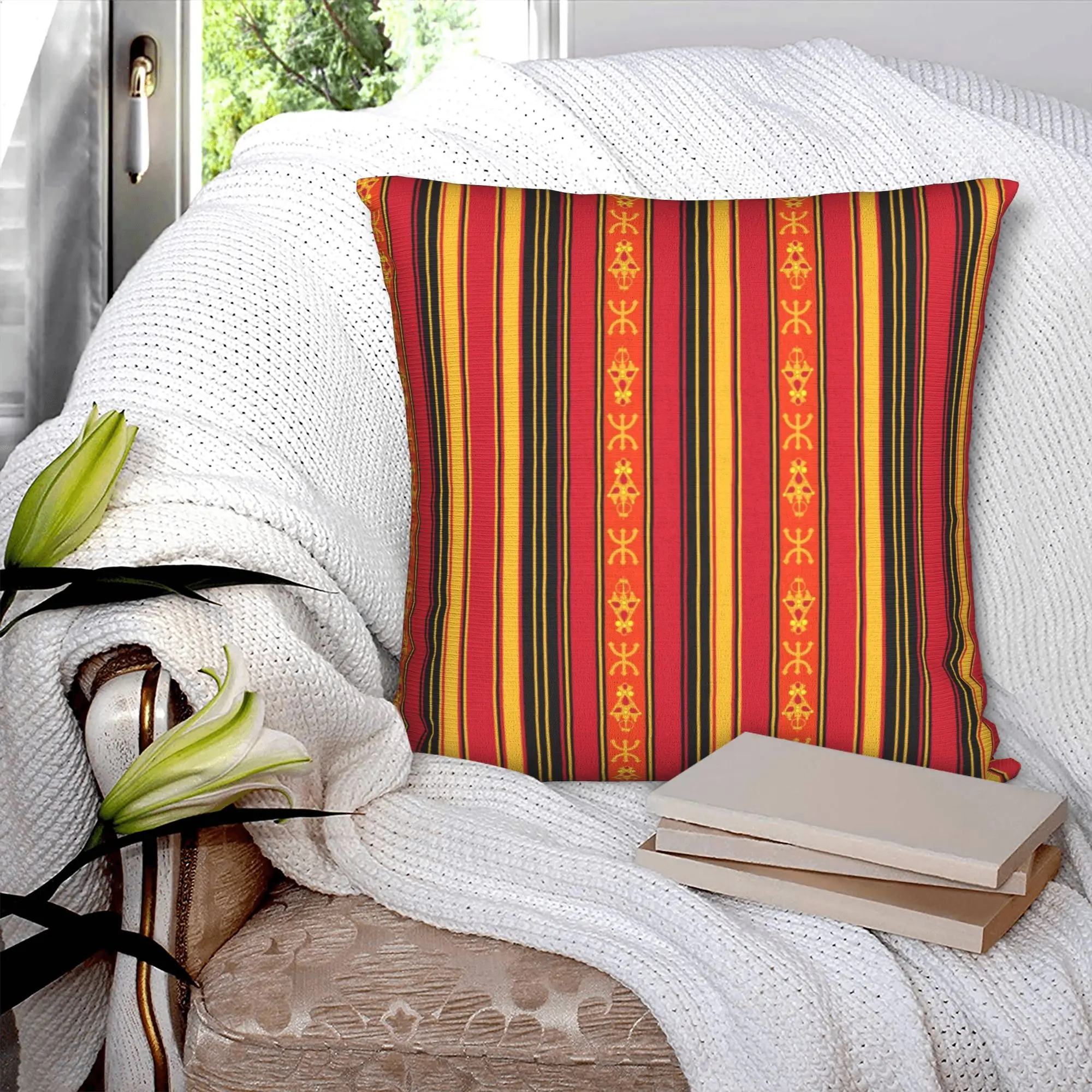 Z Imazighen Kabyle Jewelry Throw Pillow Decor Home Amazigh Berber Ethnic Modern Cushion Cover Square Pillowcase