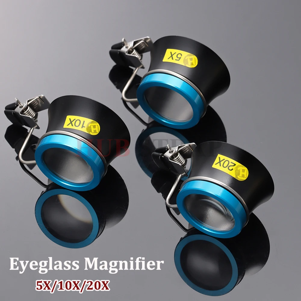 Eyeglass Magnifier Clip-On Eye Loupe Magnifying Lens 5X 10X 20X Portable Eyepiece Process Operation Watchmakers Repair Tool