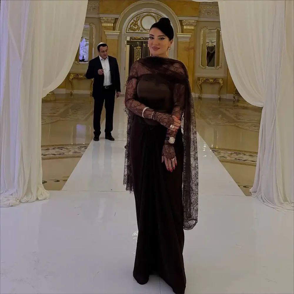 

Simple Lace Evening Dresses Long Sleeves Elegant Straight Evening Gowns Floor Length Prom Dresses Dress Customized 2025