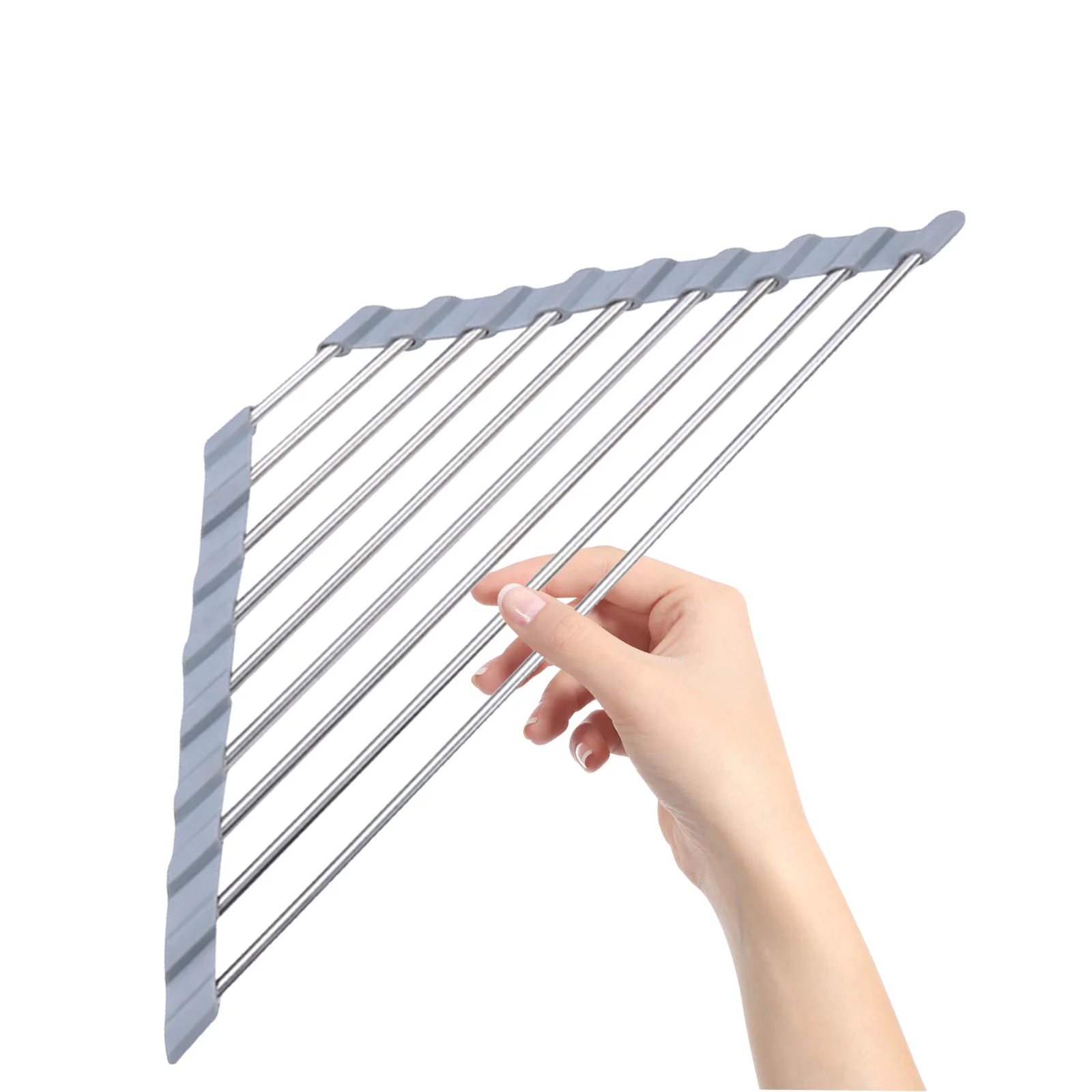 

1pc Stainless Steel Drain Rack Triangular Foldable Dish Drying Rack For Kitchen Tableware Storage Rust-Proof Wear-Resistant