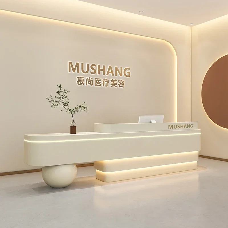 

Cashier Standing Desk Office Shop Counter Aesthetic Desk White Simple Office Hair Salon Supermarket Mostrador Negocio Furniture