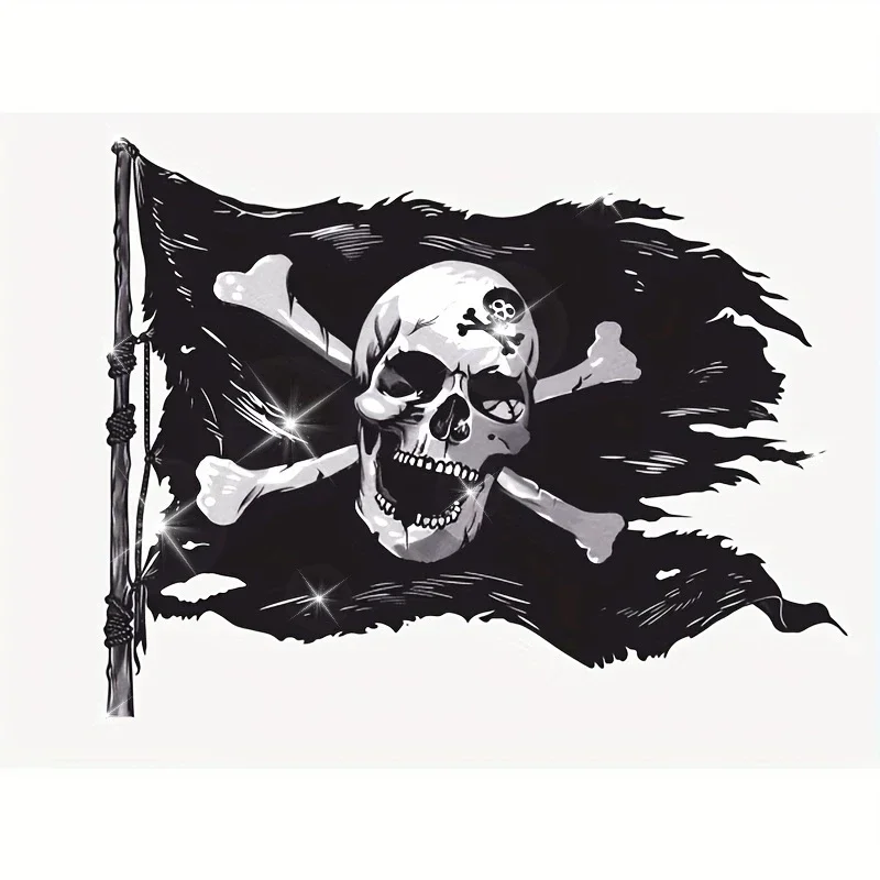 1 adesivo bandiera pirata "Jolly Roger" - simbolo pirata iconico, decalcomania decorativa rimovibile per casco, bagagli e materiale scolastico