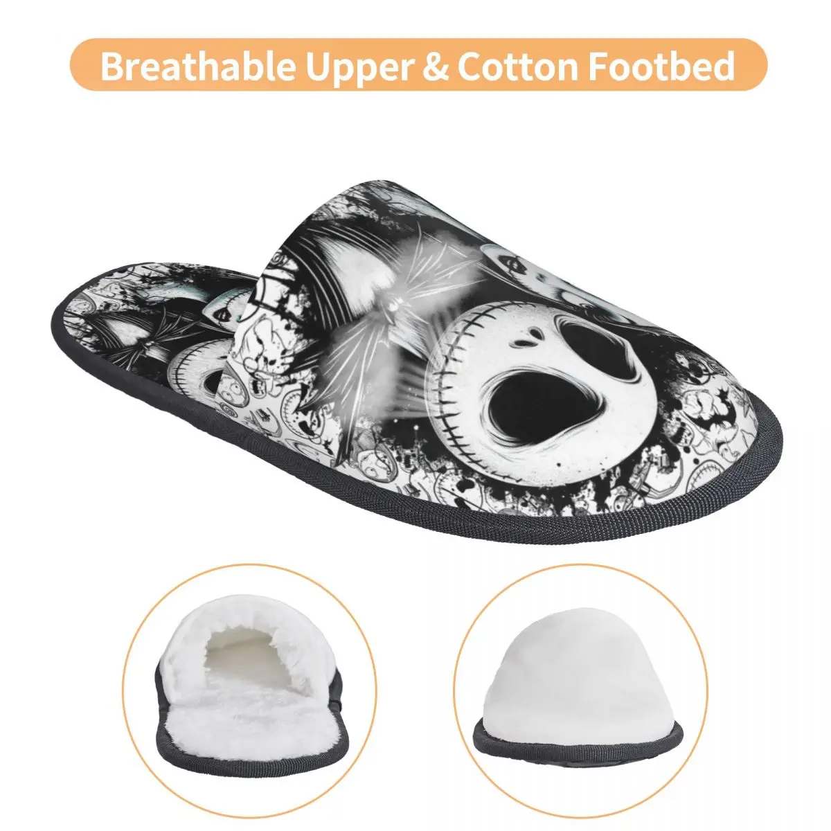 مخصص الكابوس قبل عيد الميلاد شبشب منزل النساء لينة رغوة الذاكرة فيلم الجمجمة الانزلاق على سبا النعال الأحذية #3