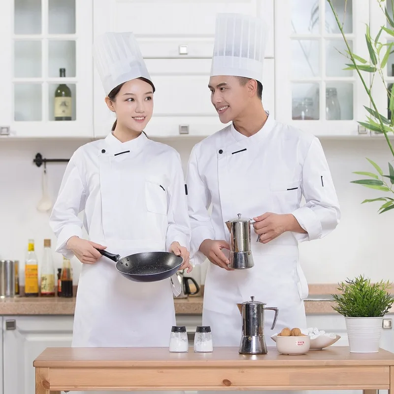 Hotel Chef jednolite jesienne i zimowe ubrania restauracja tylne praca w kuchni ubrania z długim rękawem cukiernia ciasto piekarz odzież