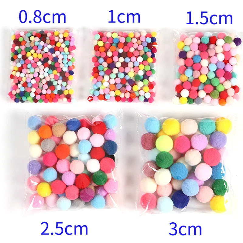 Pompom 8/10/15/20/25/30mm Mixed Fluffy Soft Pom Poms Pompoms Ball Furball Handmade for DIY Crafts Home Decor Sewing Supplies