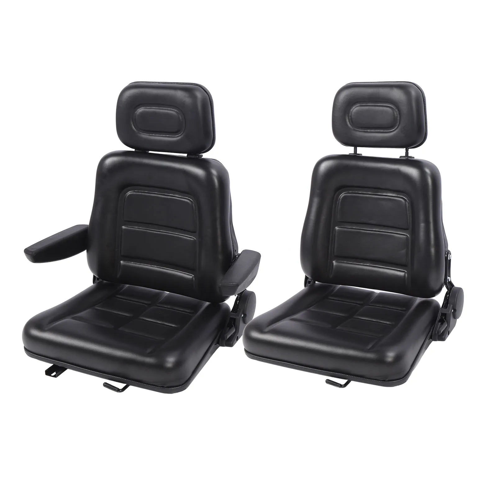 

Forklift Seat with Adjustment Switch and Slide Rail 3 Level Adjustable Headrest Seat for Dumper Mower Skid Loader Telehandler Ba