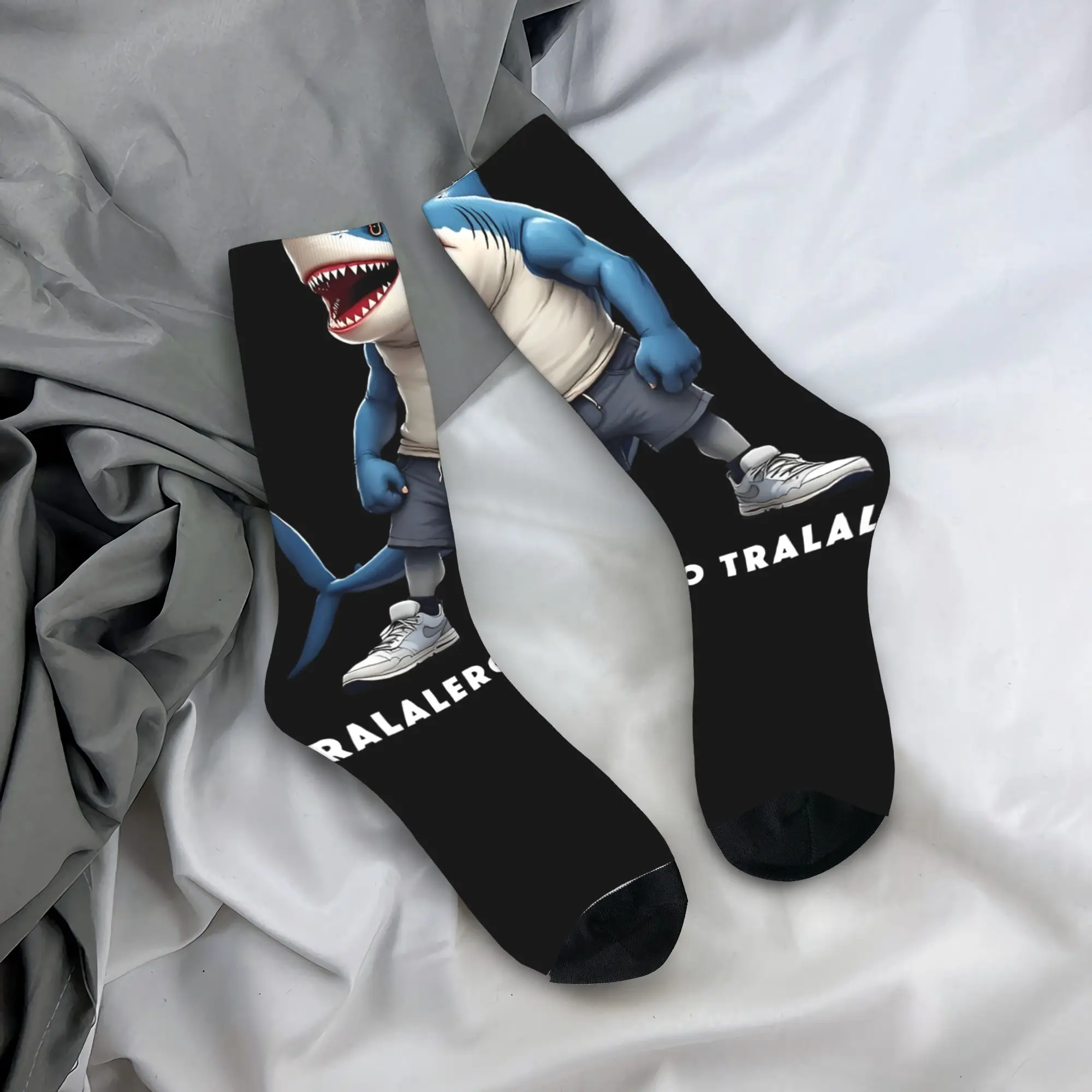 

Tralalero Tralala Shark с обувью, носки, дизайнерские чулки, нескользящие мужские носки, теплые мягкие зимние кавайные носки для скейтборда