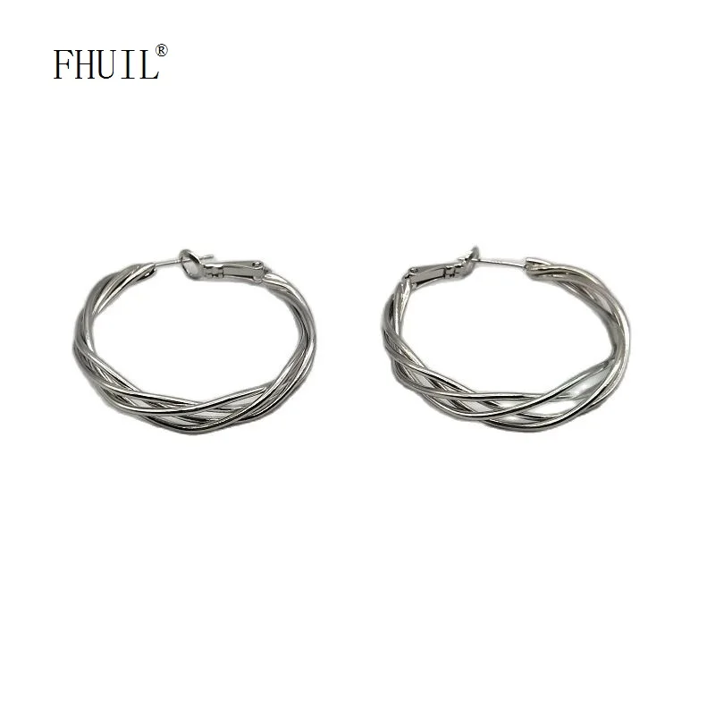 

Luxury Circle Hoop Earrings For Women 2023 Fashion Jewelry Silver Plated Big Hanging Ear Piercing Holiday Girl Gift