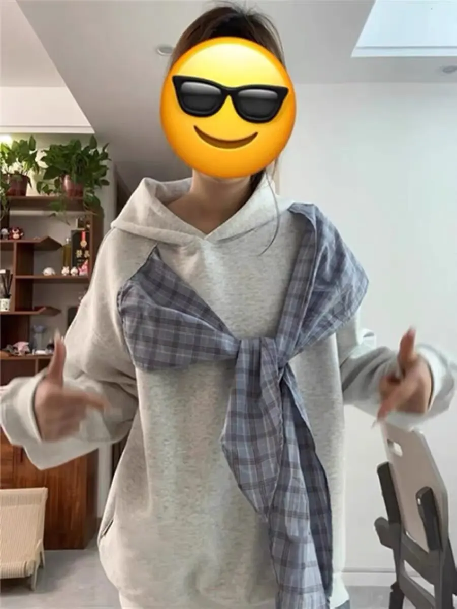 Moda ins temperamento pesado composto xale moletom com capuz artístico harajuku simples preguiçoso novo estilo para mulher