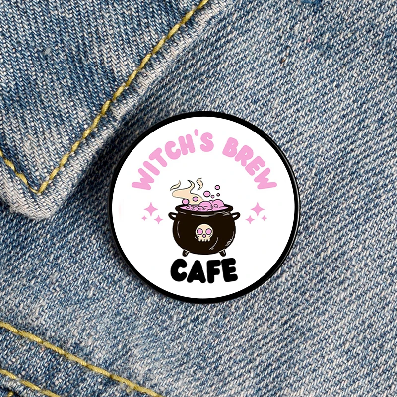 WITCH'S BREW CAFE Custom pin Funny Brooches Shirt Lapel Cute Badge Cartoon Jewelry Gift for Lover Girl Friends