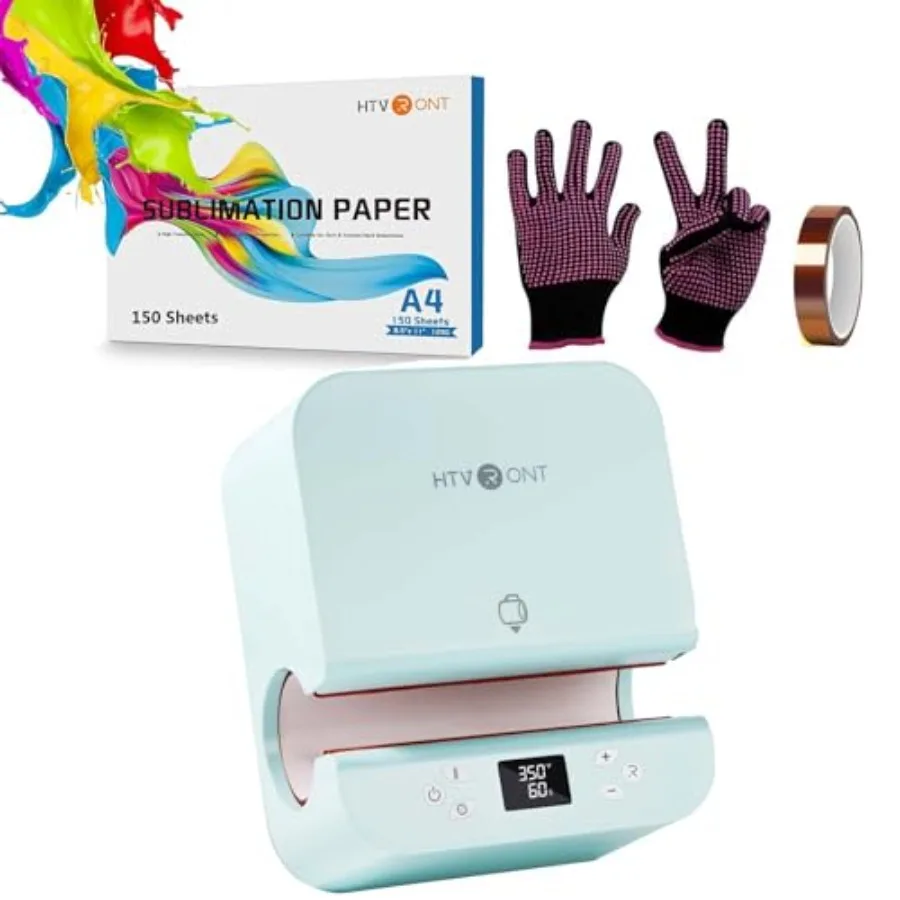 Máquina automática de prensado en caliente con vaso azul, 150 hojas, papel de sublimación A4