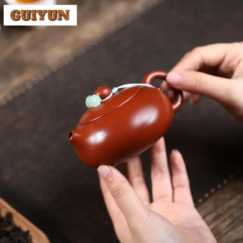 

160ml Antique Yixing Purple Clay Teapots Handmade Flat Xishi Pot Raw Ore Dahongpao Mud Kettle Chinese Zisha Teaset For Tea Craft
