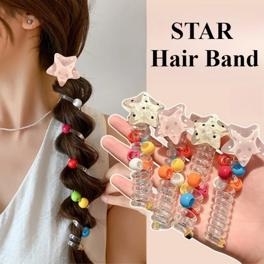 Hair Ties Kids Girls Elastic Rubber Bands Seamless Colorful Heart Star Braiding Scrunchies Ponytail Holders Cute Baby Toddler