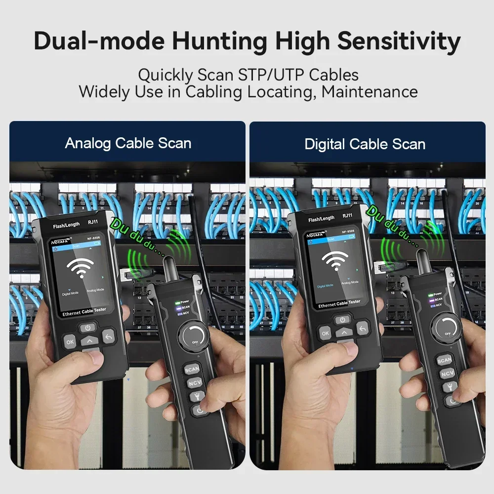 NOYAFA-Network Cable Tester, NF-8506, Cabo Suporte Tracker, Teste, IP Scan, Poe Medida, Comprimento, Wiremap, Multifunções