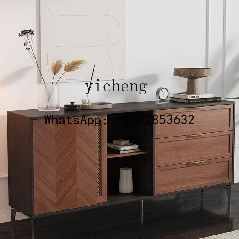 ABC  cabinet, walnut solid wood, living room storage, against the wall, dining side, entrance, antique style
