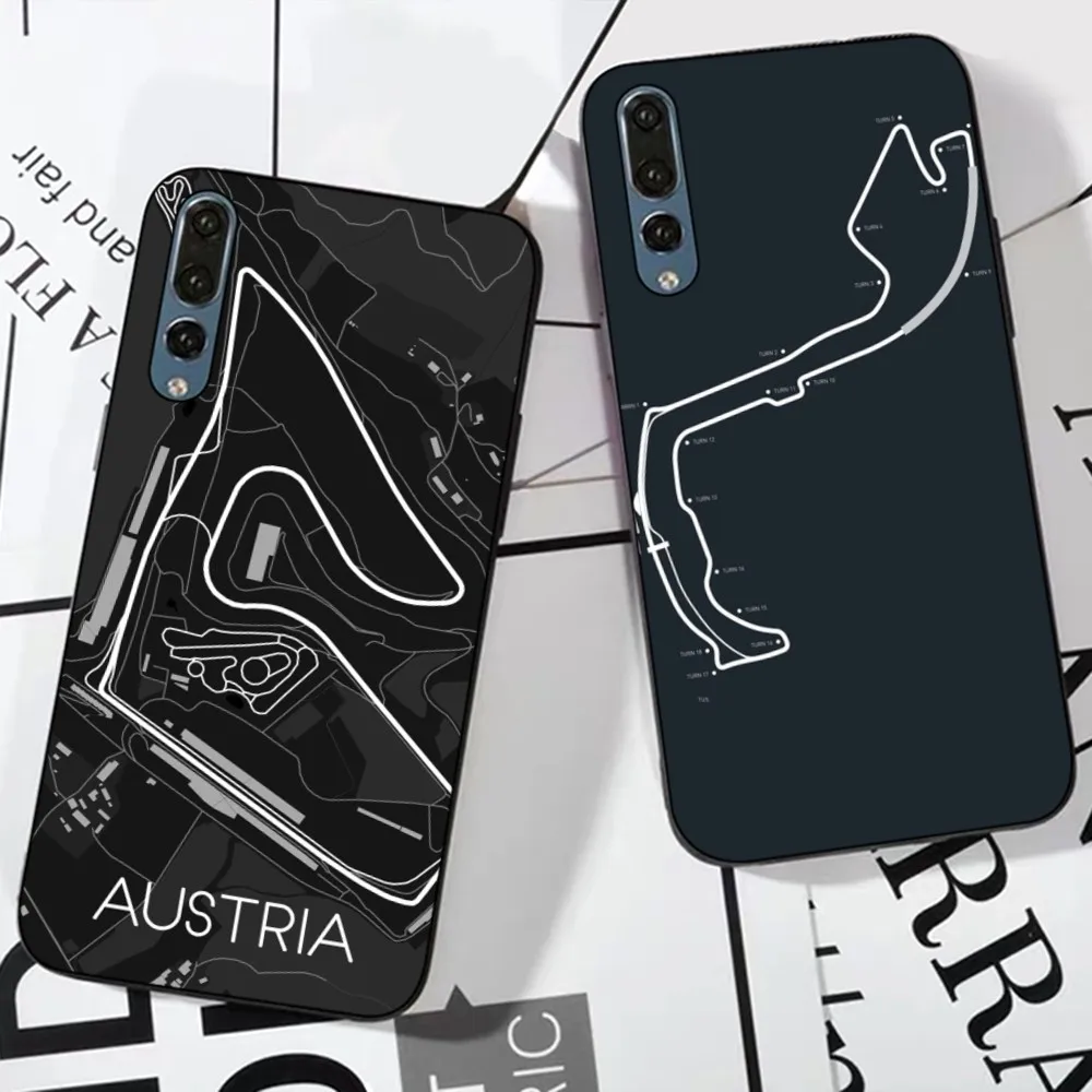 F1 Race Track Prints Phone Case For Huawei P 8 9 10 20 30 40 50 Pro Lite Psmart Honor 10 Lite 70 Mate 20lite