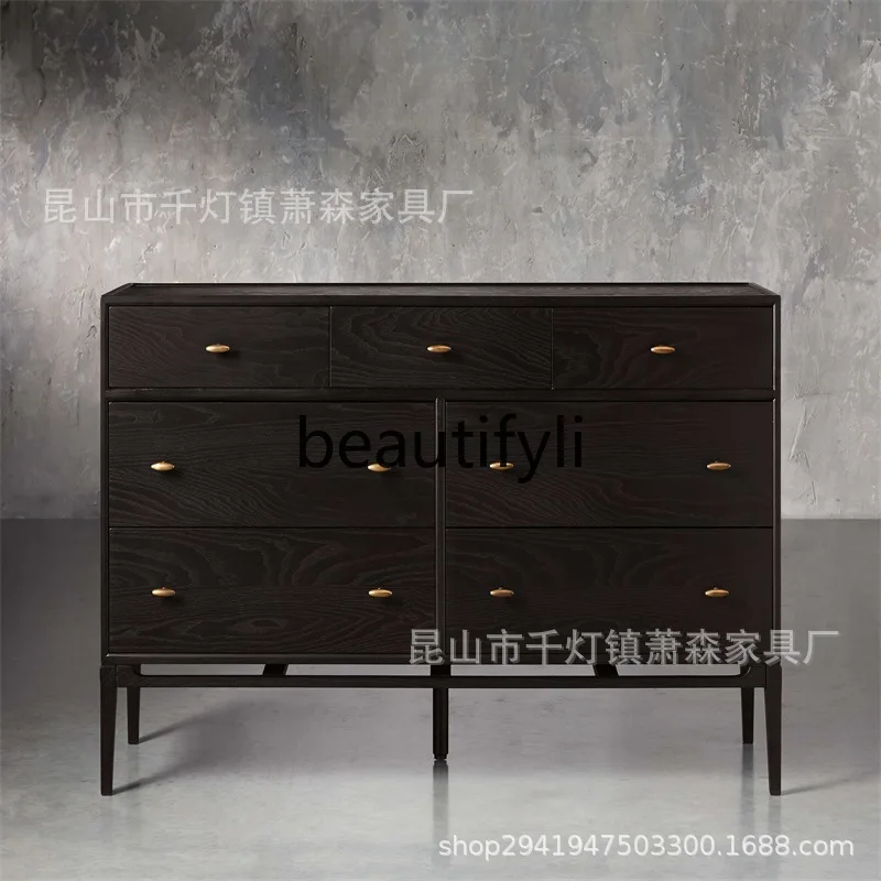 

Nordic Modern Household Solid Wood Drawer Chest Vintage Oak Entryway Cabinet Living Room Decorative Cabinet