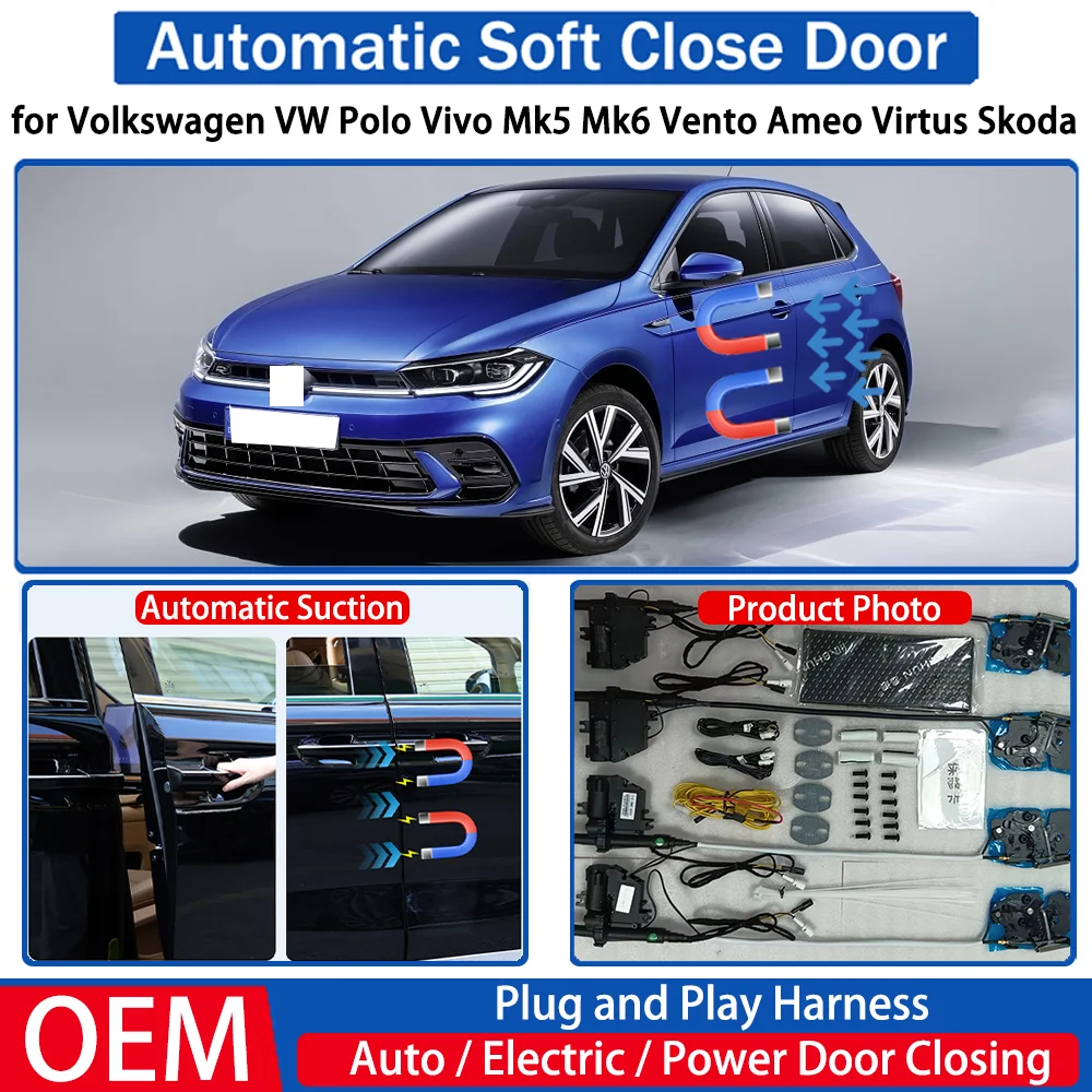 for Volkswagen VW Polo Vivo Mk5 Mk6 Vento Ameo Virtus Skoda Car Automatic Soft Close Door Electric Suction Auto Power Closing