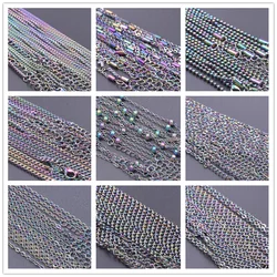 1/5/10pcs/Lot 40+5cm Stainless Steel Chains For Women Men Accessories Rainbow Necklace Fashion Chains Jewelry On The Neck Choker