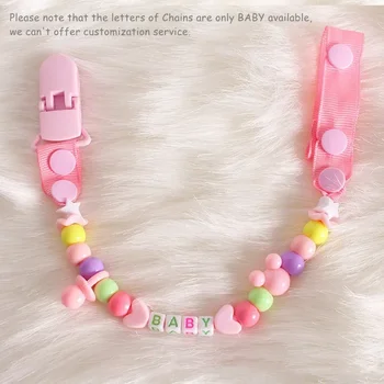 Newborn Baby Baby Pacifier Leash Newborns Beads Soother Nippler Chain Dummy Anti-lost Pacifiers Clips for Teether Nipples Care