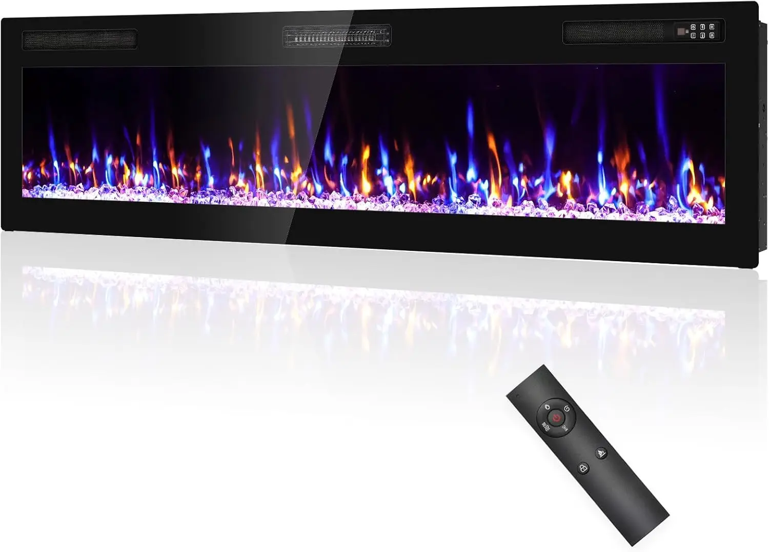 

Indoor 72-inch Recessed and Wall Mounted Electric Fireplace with Adjustable Flame Colors and Speed, Ultra Thin for Living Spaces